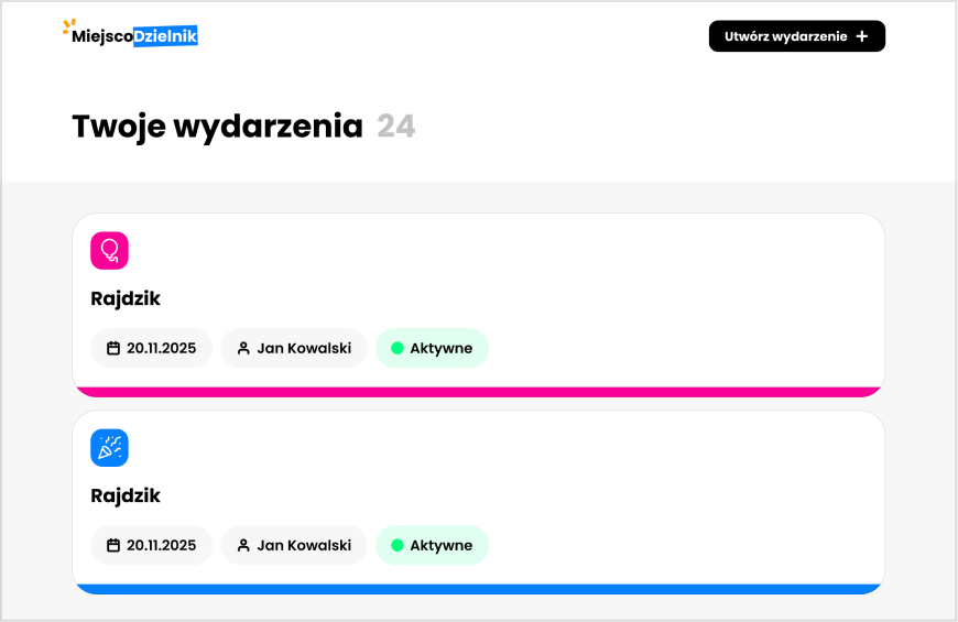 Admin panel - zarządzanie wydarzeniami
